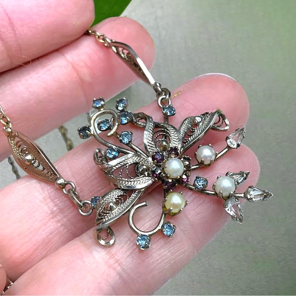 🌺Vintage Amy Lee Sterling GF & Genuine Pearl Necklace - Picture 1 of 14